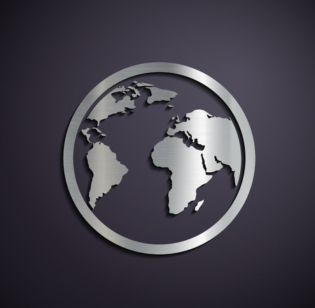 Flat metallic icon Earth. Vector image.のイラスト素材