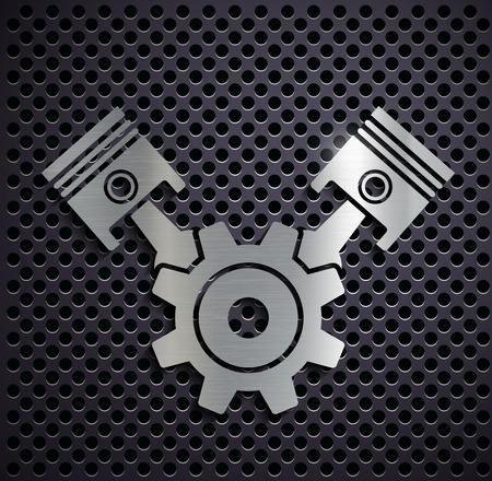 Flat metallic icon automotive engine. Vector image.のイラスト素材