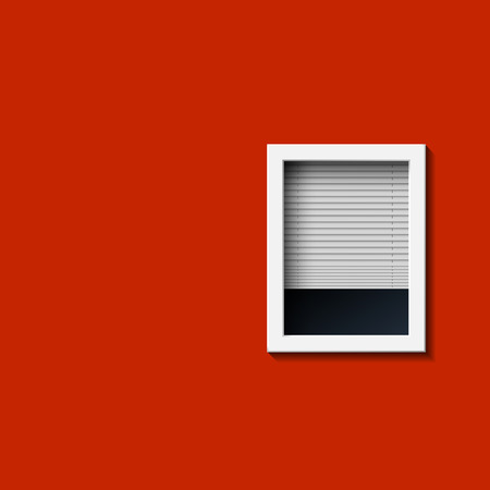 Window on a red wall. Vector image.のイラスト素材