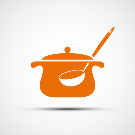 icon pan with a ladle. Vector image.のイラスト素材