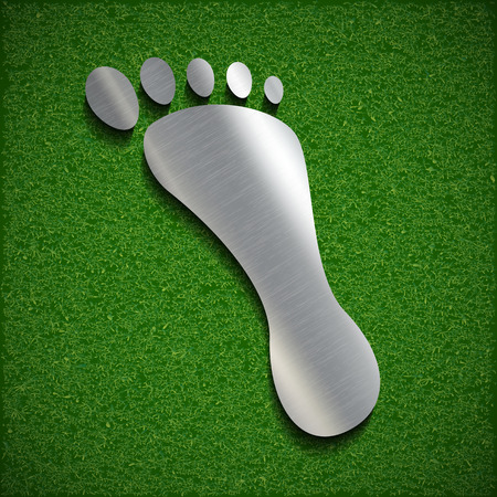 Footprint of steel on the surface of the grass. Vector image.のイラスト素材