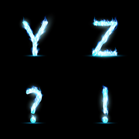 Set of letters and symbols. Isolated on a black background. Vector Image.のイラスト素材