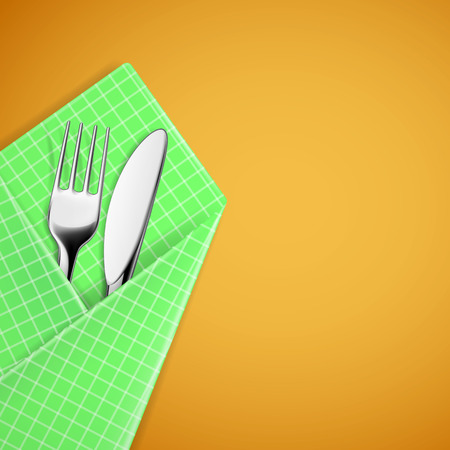 Fork and knife in a napkin. Vector image.のイラスト素材