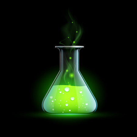 Glass beaker with a drug. Vector Image.のイラスト素材