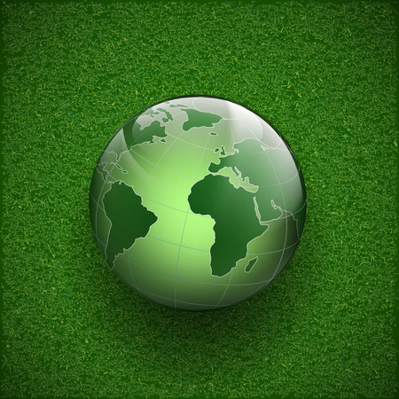 Planet earth on the grass. Vector image.のイラスト素材