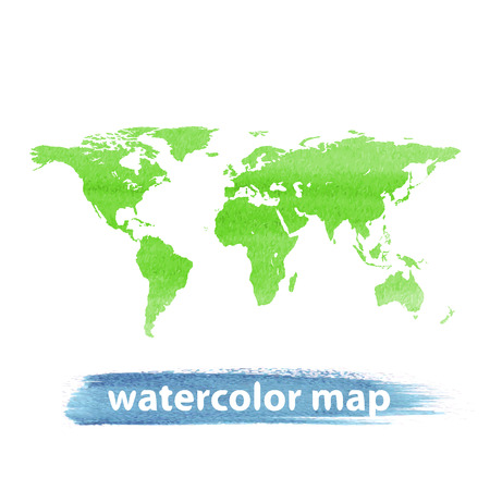 Watercolor map of planet earth isolated on white backgroundのイラスト素材