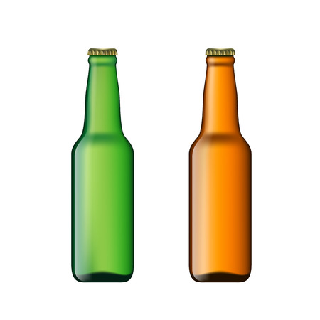 Set of bottles of beer isolated on white backgroundのイラスト素材