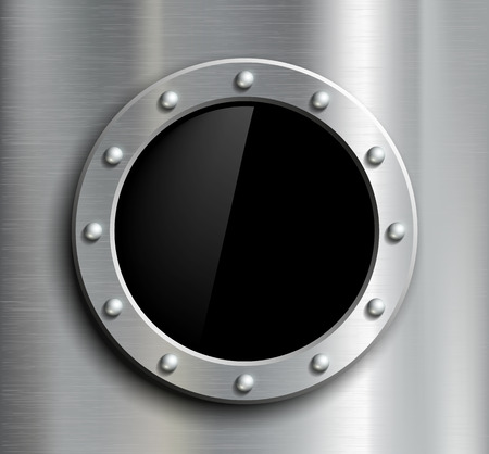Round window in a metal fuselage. Vector image.のイラスト素材