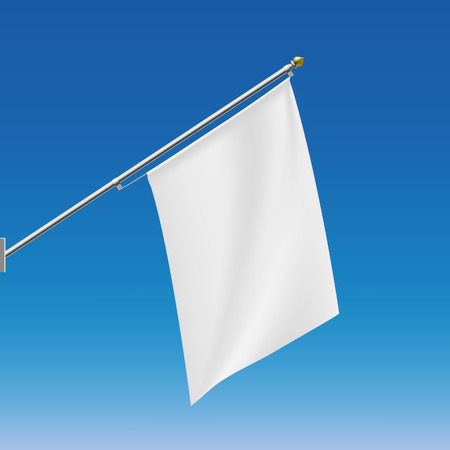 White flag on the flagpole. Vector Image.のイラスト素材