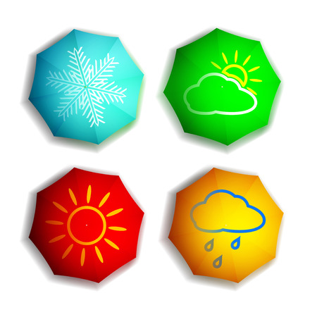 Set of multicolored umbrellasのイラスト素材