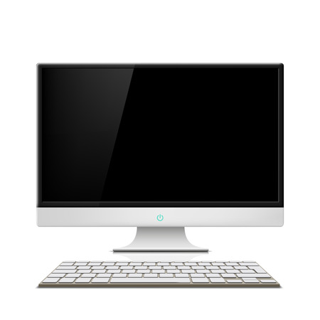 Monitor and keyboard isolated on white background. Stock Vector.のイラスト素材