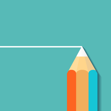Pencil draws a line. Flat graphic image. Stock Vector.のイラスト素材