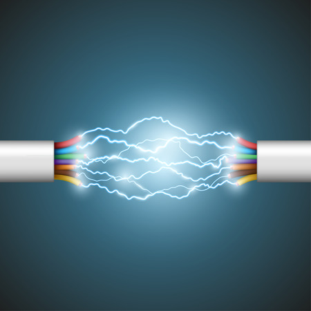 Electric arc between the wires. Electrical circuit. Stock Vector.のイラスト素材