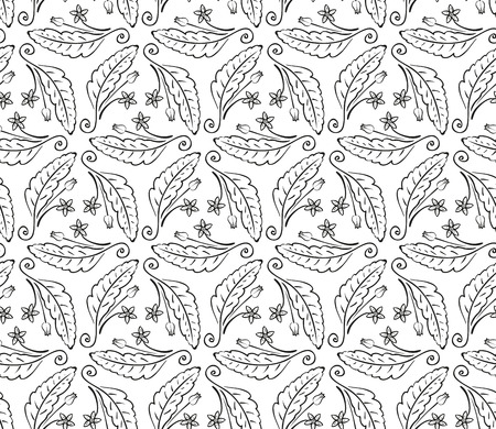 Seamless from leaves and flowers. Isolated on white backgroundのイラスト素材