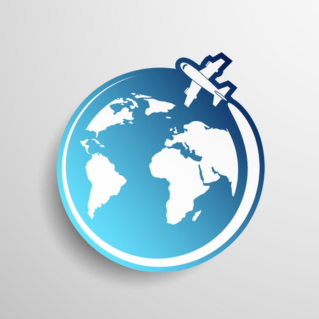 airplane flying around the Earthのイラスト素材