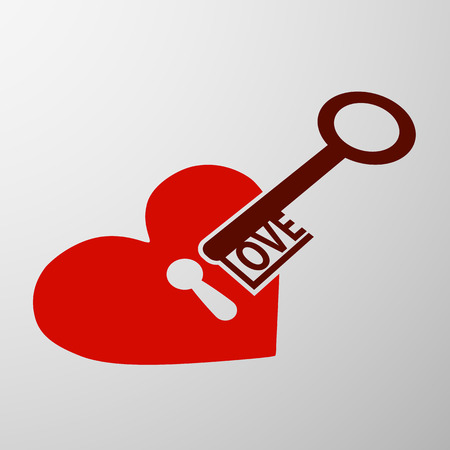 Red human heart with a keyhole and keyのイラスト素材