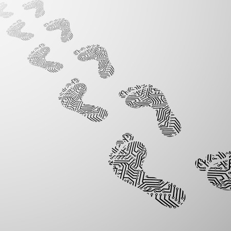 Imprint the human foot in the form of electrical circuitのイラスト素材