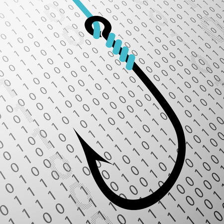 Fishhook on a background of binary codeのイラスト素材