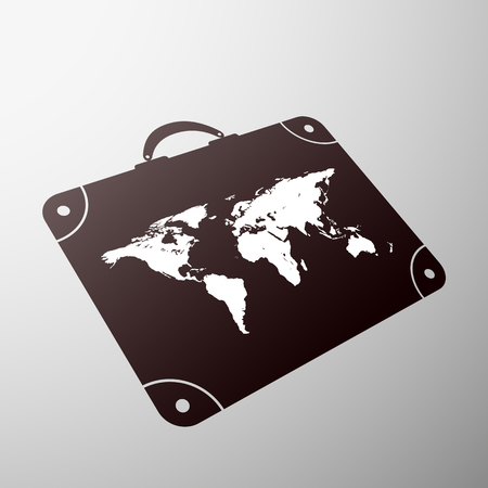 Emblem suitcase with a map of the earthのイラスト素材
