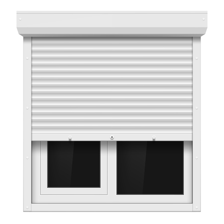 Shutters and plastic window isolated on white background.のイラスト素材