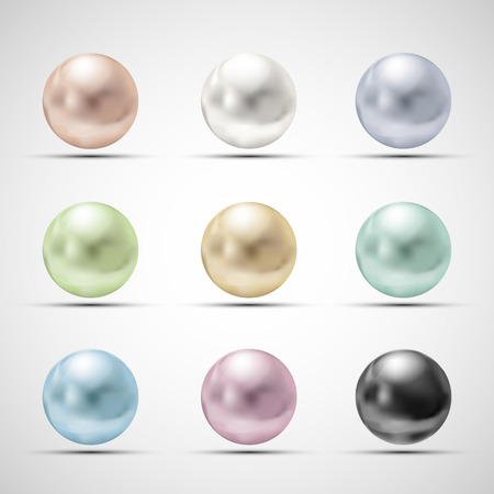 Set of multicolored pearls. Stock vector illustration.のイラスト素材