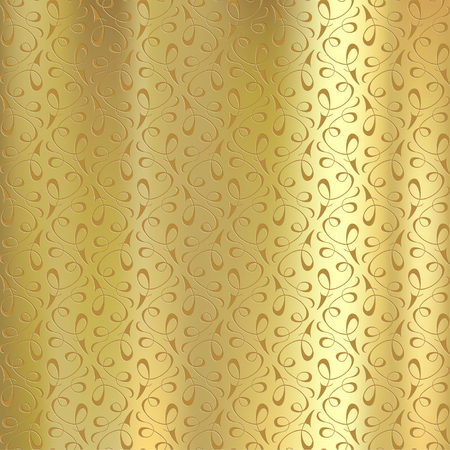 Geometric pattern on a gold plate. Engraving on metal. Stock vector illustration.のイラスト素材