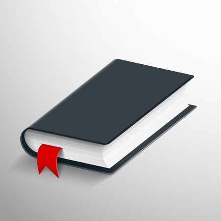 Realistic blank book with a bookmark. Stock vector illustration.のイラスト素材