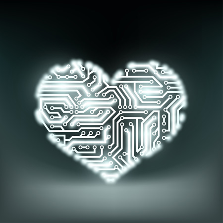 Human heart in the form of technology circuits. Stock Vector illustration.のイラスト素材