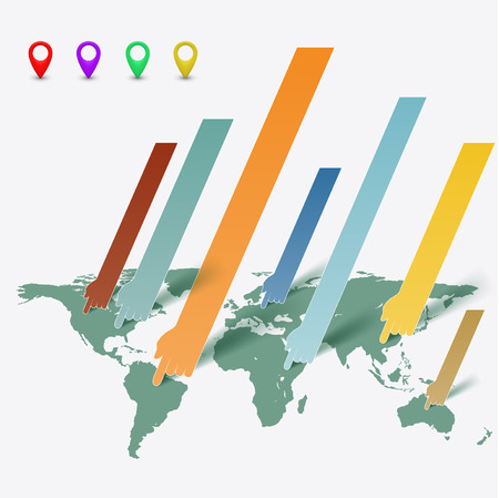 World map and a pointer. Business infographics. Stock vector illustration.のイラスト素材