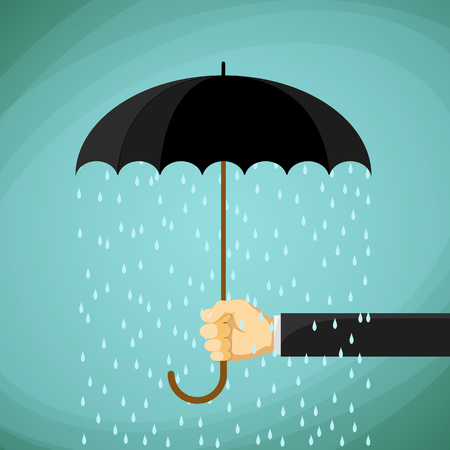Man holds in his hand an umbrella. Stock Vector cartoon illustration.のイラスト素材