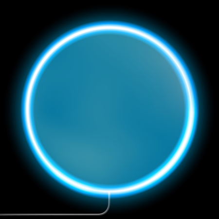 Round Blue neon sign for advertisement isolated on a black background. Stock vector illustration.のイラスト素材