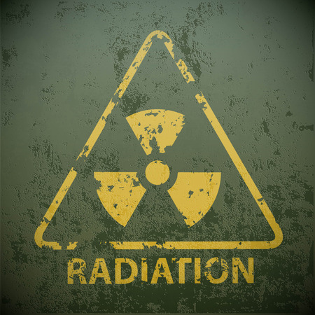 Yellow warning sign for radioactivity. Stock vector illustration.のイラスト素材