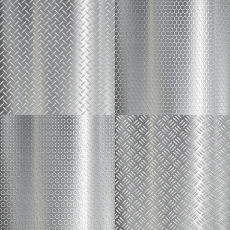 Set of metal plates with geometric pattern. Stock vector illustration.のイラスト素材