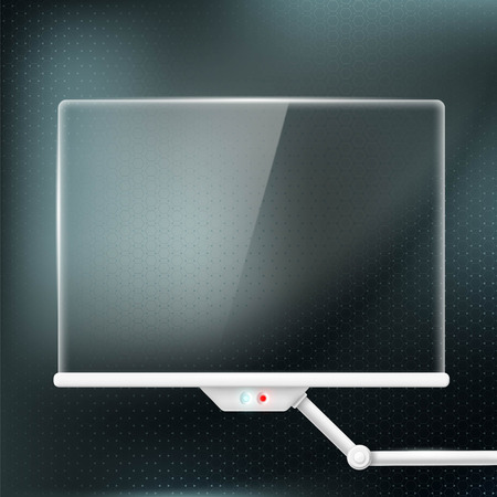 Futuristic glass transparent display on the technological background. Stock vector illustration.のイラスト素材