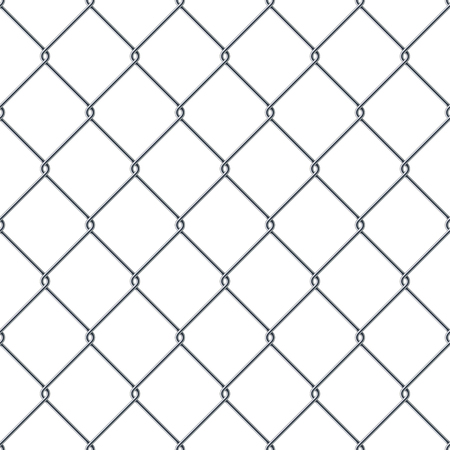 Fence made of metal wire. Seamless pattern isolated on white background. Stock vector illustration.のイラスト素材