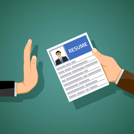 Man holds a resume in his hand.のイラスト素材