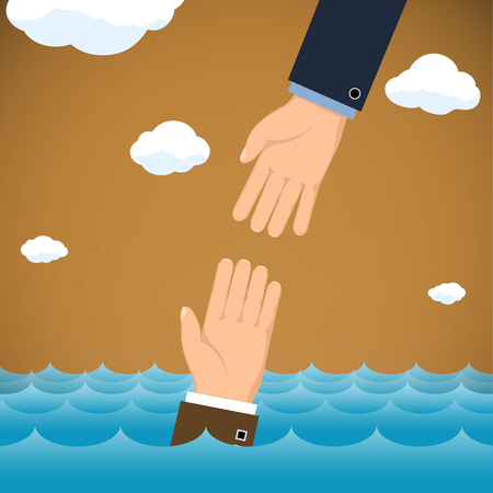 Salvation of man. Insurance in business. Stock vector graphics.のイラスト素材