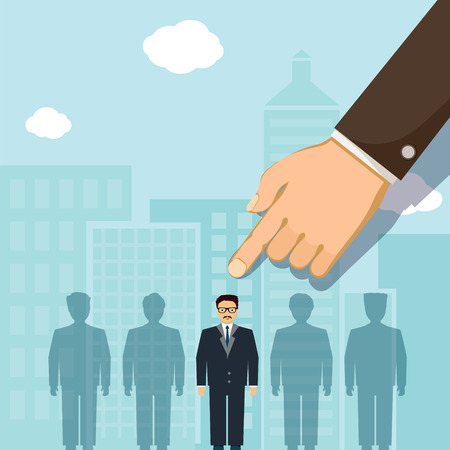 Man points a finger at the job seeker. Stock vector illustration.のイラスト素材