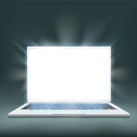 White laptop. Digital device screen with copy space. Stock vector illustration.のイラスト素材