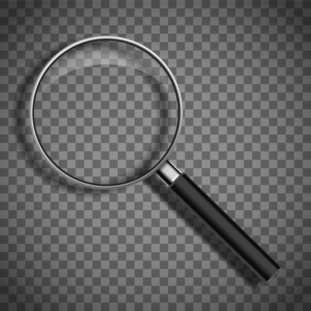 Magnifying glass on a transparent background. Realistic magnifier. Stock vector illustration.のイラスト素材