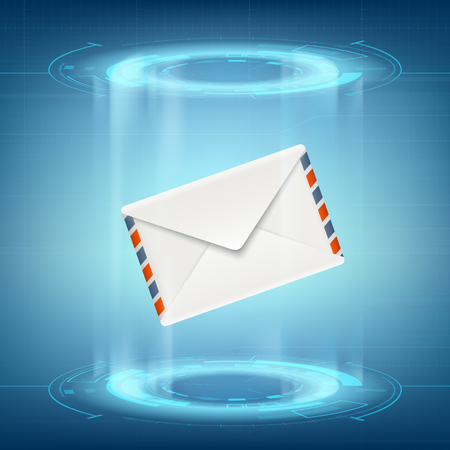 HUD technology background with paper envelope. Stock vector illustration.のイラスト素材