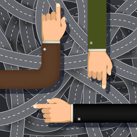 Male hands point the finger the direction. Stock vector illustration.のイラスト素材