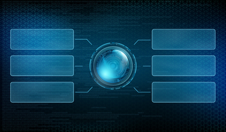 Futuristic switch button with frame infographics. Technology background with HUD dashboard interface. Vector illustration.のイラスト素材