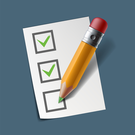 Sheet of paper with check marks. Document form with checklist. Vector illustration.のイラスト素材