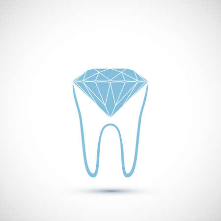 Human tooth with a faceted diamond. Logo isolated on a white background. Vector iconのイラスト素材