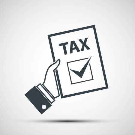 Icon human hand holding tax declaration.のイラスト素材