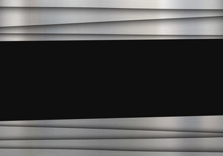 Polished metal plate with copy space. Iron background with a geometric steel pattern. Vector template.のイラスト素材