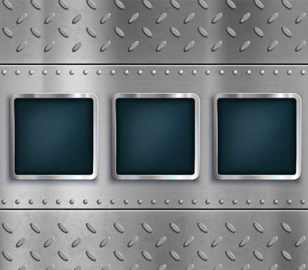 Metal frames on Iron background with a geometric steel pattern. Vector template for copy space.のイラスト素材
