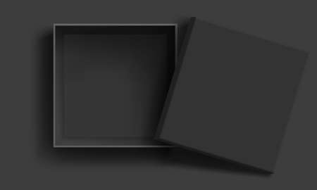 Empty open black cardboard box. Vector illustration.のイラスト素材