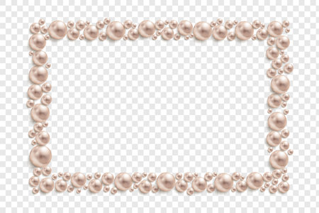 Pearl square frame. Banner template isolated on transparent background. Vector mockupのイラスト素材